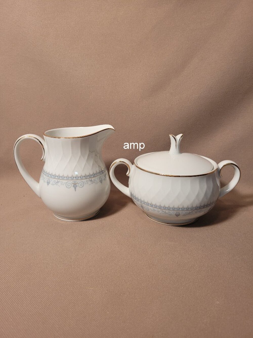 Noritake Lorenzo 6351 Sugar Bowl with Lid and Creamer Pitcher Set EXCELLENT!